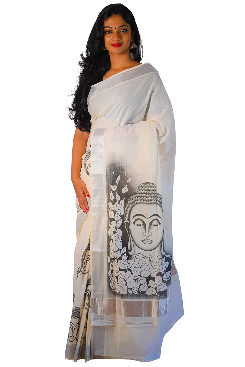 Kasavu sarees with ethnic motifs